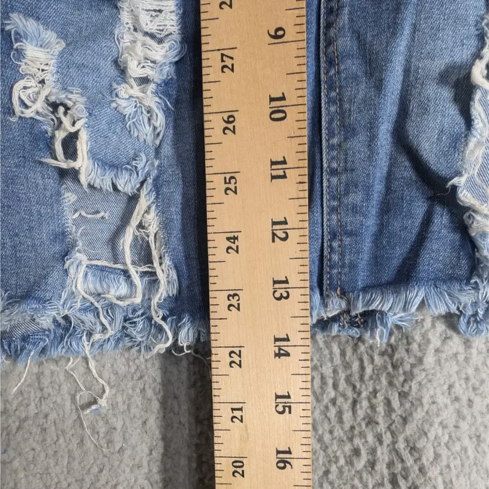 Forever 21 Denim Skirt Size 27 Distressed Micro Miniskirt Raw Hem Grunge Y2K